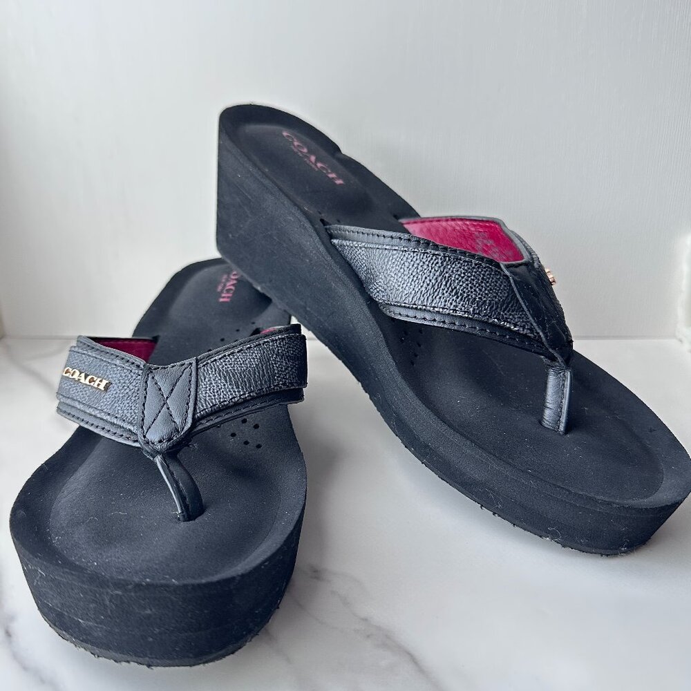 Coach Jolene Wedge thong flip flop Size 6